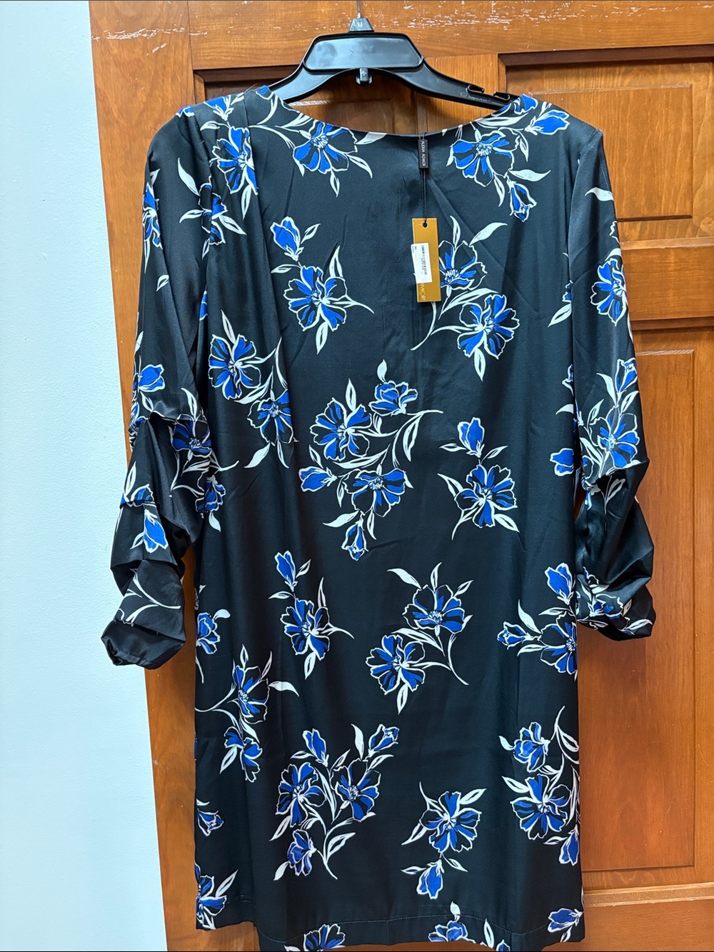 Alexia Admor Black Dress with Blue and White Floral Print